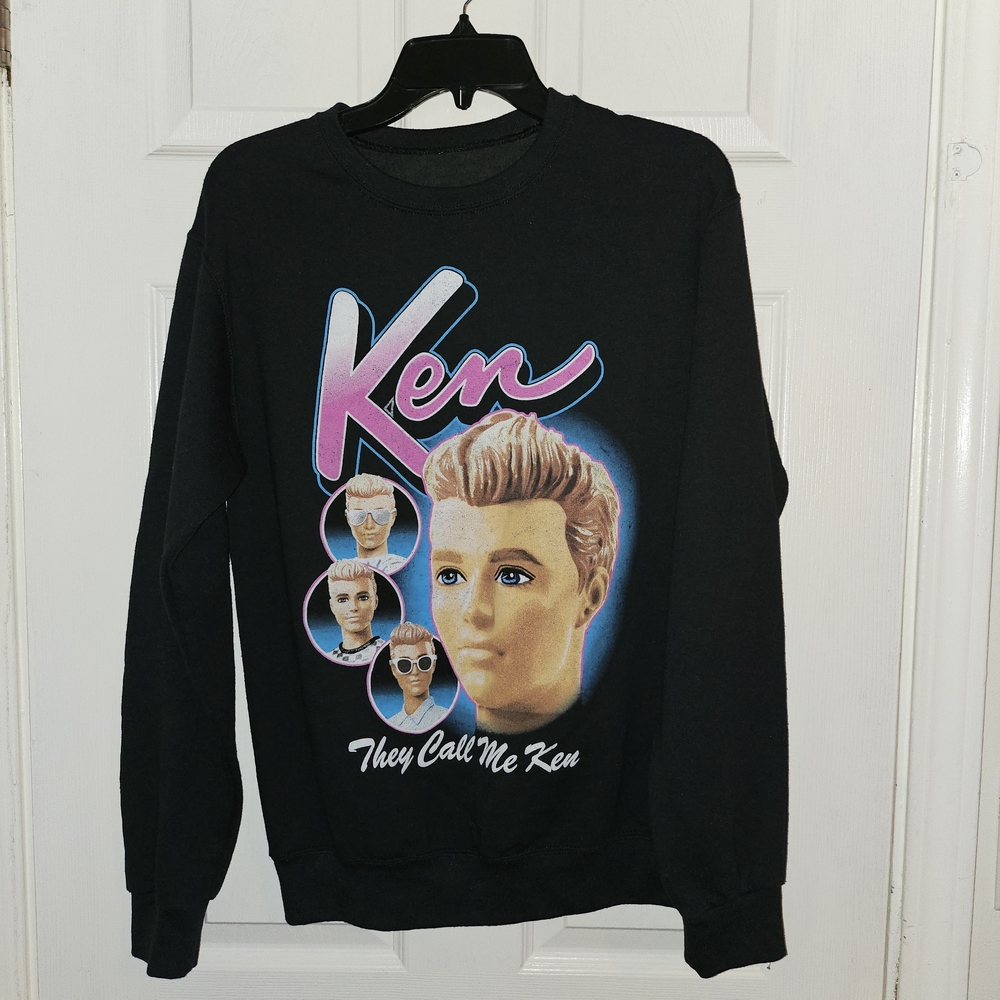 Barbie, Black, Ken Graphic Crewneck Sweatshirt. Top Is A Unisex Item.